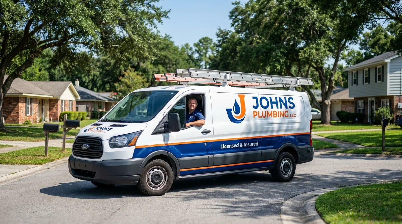 Johns Plumbing LLC service van in Paden City, WV