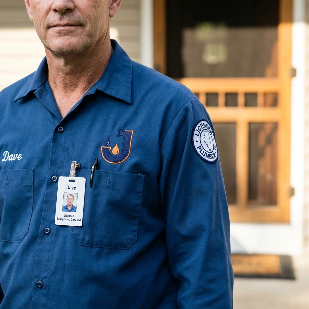 Licensed plumber showing ID badge in Paden City, WV