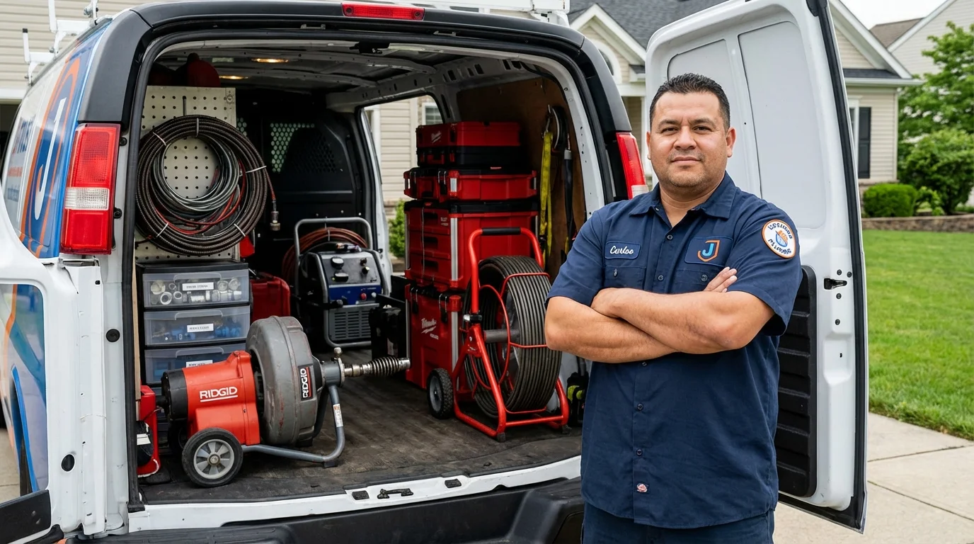 Professional drain cleaning equipment and Johns Plumbing LLC plumber in Paden City