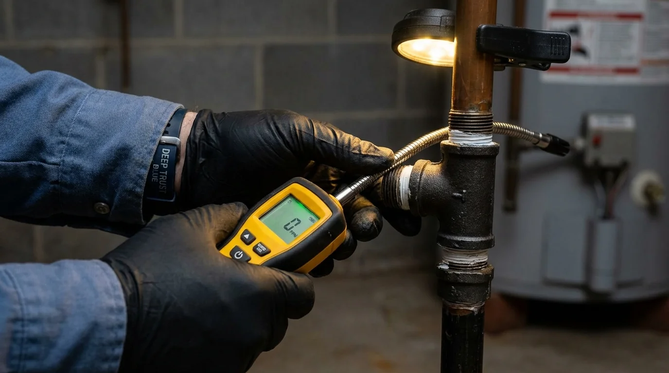 Gas leak detection with electronic sniffer by Johns Plumbing LLC in Paden City
