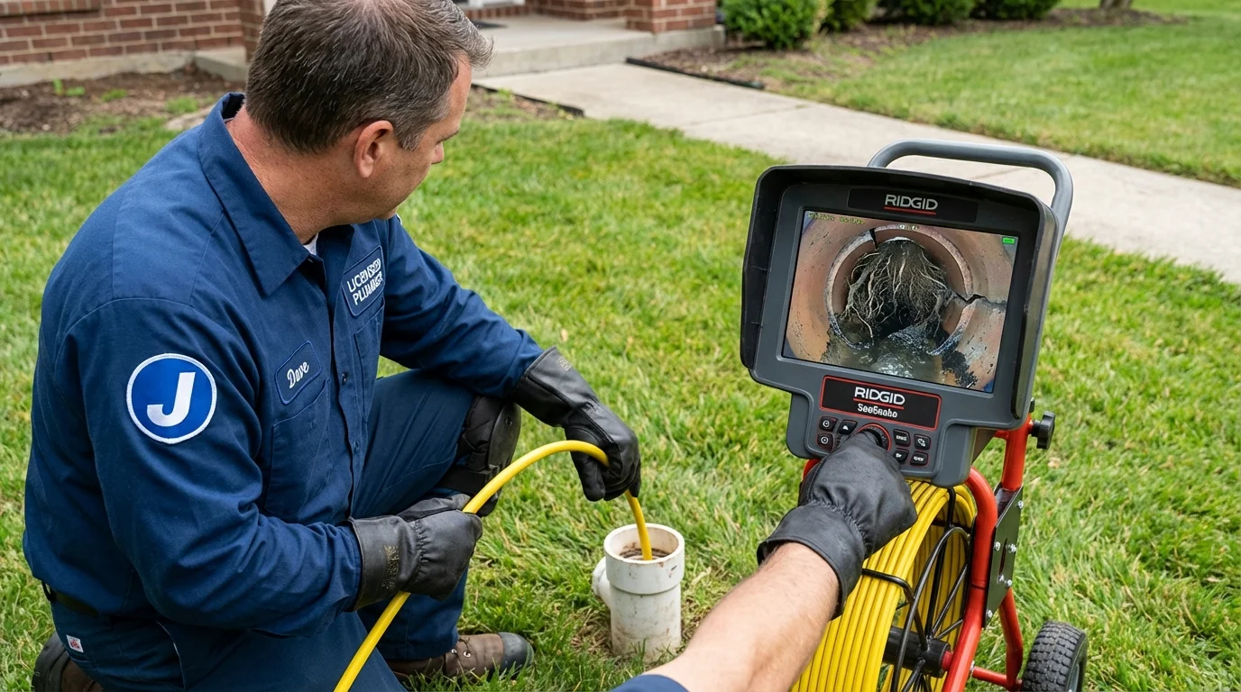 Sewer camera inspection being performed by Johns Plumbing LLC in Paden City